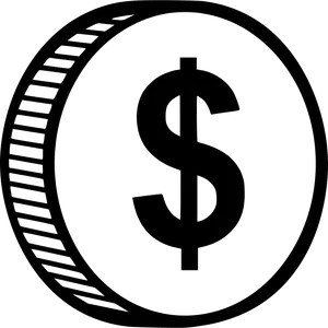 Black Dollar Sign Coin Icon PNG image