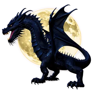 Black Dragon And Full Moon PNG 06252024 PNG