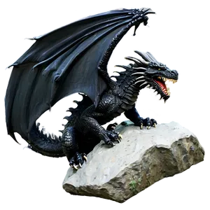 Black Dragon On Mountain Peak Png 22 PNG image