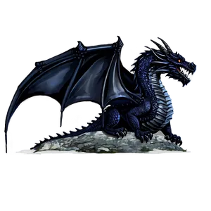 Black Dragon On Mountain Peak Png Lhx PNG image