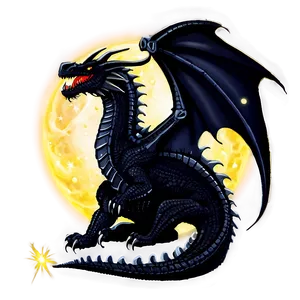Black Dragon Under Starry Night PNG 06252024 PNG