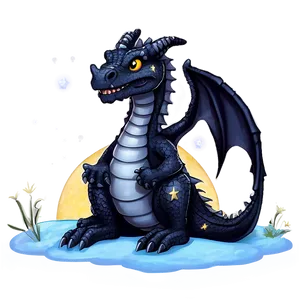 Black Dragon Under Starry Night Png 72 PNG image