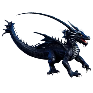 Black Dragon With Warrior Rider Png Bkm68 PNG image