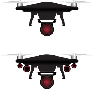 Black Drone Red Lights Vector Illustration
