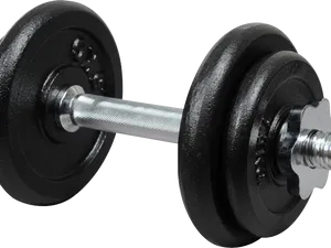 Black Dumbbell Isolated Fitness Equipment PNG
