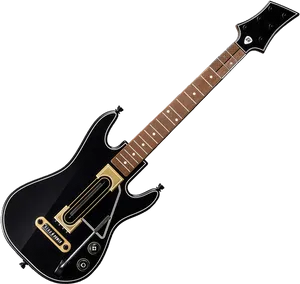 Black Electric Guitar Gold Details PNG image