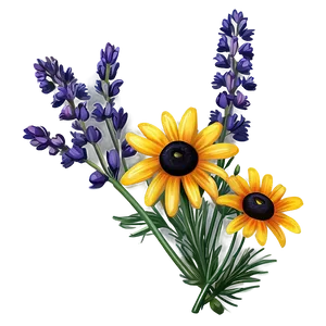 Black Eyed Susan And Lavender Bouquet PNG Hev