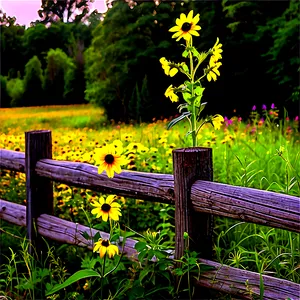Black Eyed Susan Fence Line PNG 67