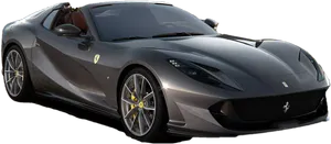 Black Ferrari812 Superfast Side View PNG image