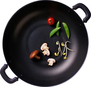 Black Frying Panwith Vegetables
