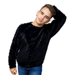 Black Fuzzy Sweater PNG Quf PNG