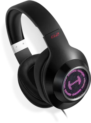 Black Gaming Headsetwith Purple Lighting G2 PNG