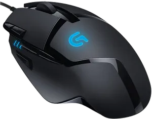 Black Gaming Mouse Illuminated Logo PNG image