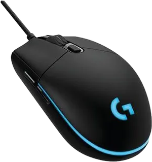 Black Gaming Mousewith Logo PNG image
