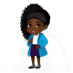 Black Girl Cartoon Character Design PNG Quf