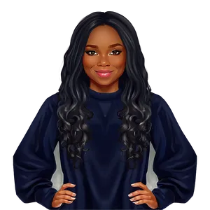 Black Girl Cartoon In Dress PNG 06252024