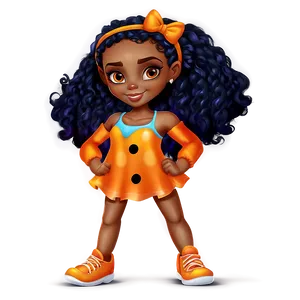 Black Girl Cartoon In Halloween Costume Png 96 PNG image