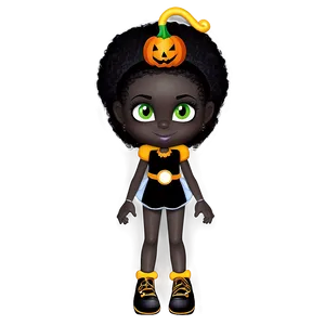 Black Girl Cartoon In Halloween Costume Png Gox21 PNG image