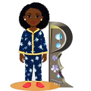 Black Girl Cartoon In Pajamas Png 06252024 PNG image