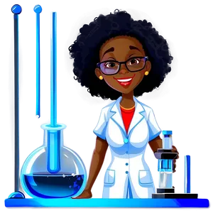 Black Girl Cartoon In Science Lab Png 06252024 PNG image