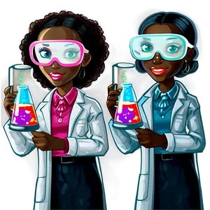 Black Girl Cartoon In Science Lab Png Fqr PNG image