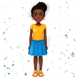 Black Girl Cartoon In Summer Dress Png 21 PNG image