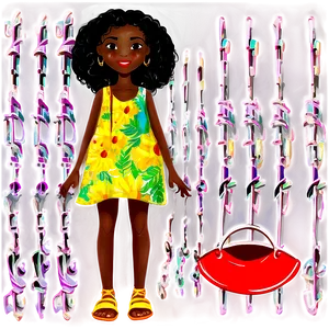 Black Girl Cartoon In Summer Dress Png Ghd PNG image