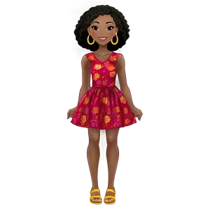 Black Girl Cartoon In Summer Dress Png Mtp82 PNG image