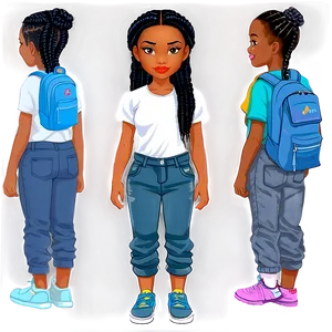 Black Girl Cartoon With Braids Png 62 PNG image