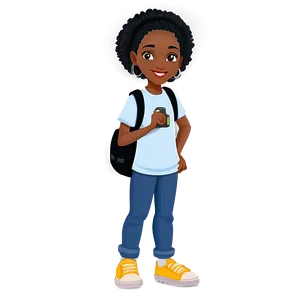 Black Girl Cartoon With Camera Png Xfy7 PNG image