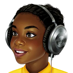 Black Girl Cartoon With Headphones Png 06252024 PNG image