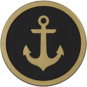 Black Gold Anchor Emblem PNG image