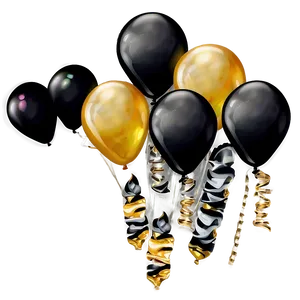 Black Gold Anniversary Balloons PNG 82