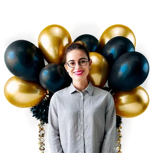 Black Gold Balloon Backdrop PNG 15