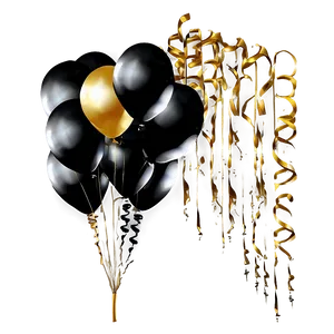 Black Gold Balloon Backdrop PNG Xiv