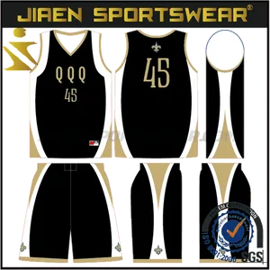 Black Gold Basketball Uniform Design PNG image
