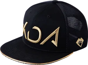 Black Gold Flat Brim Cap PNG