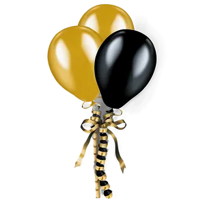 Black Gold New Year Balloons PNG 06132024 PNG