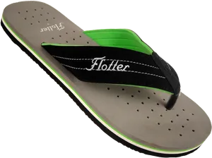 Black Green Flip Flop Sandal PNG image
