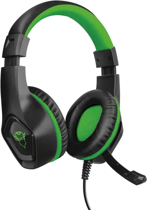 Black Green Gaming Headsetwith Microphone PNG image