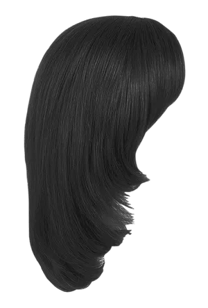 Black Hair Wig Side View PNG