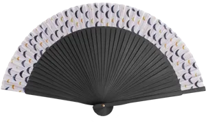 Black Handheld Fanwith Feather Pattern