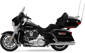 Black Harley Davidson Touring Motorcycle PNG image