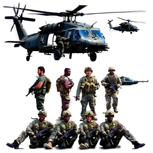 Black Hawk Helicopter With Soldiers PNG Lpm39 PNG