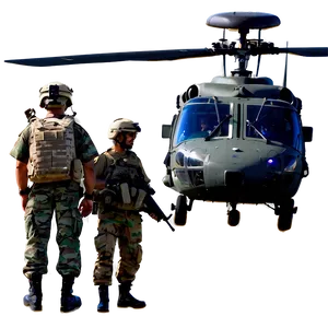Black Hawk Helicopter With Soldiers PNG Lro