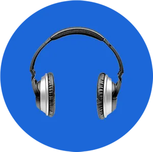 Black Headphones Blue Background PNG image