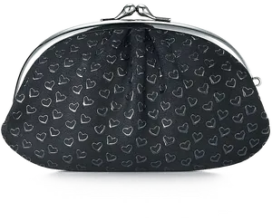 Black Heart Pattern Clasp Purse PNG image