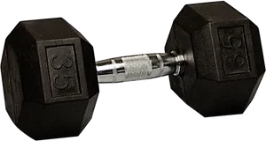 Black Hex Dumbbell35lbs PNG image