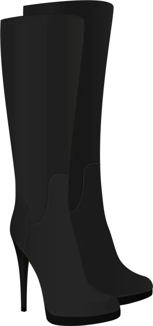 Black High Heel Boots PNG image