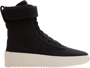 Black High Top Sneaker Profile View PNG image